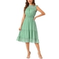 thumbnail image 2 of Vestido de gasa sin mangas para mujer INSPIRE CHIC con cintura fruncida y estrellas metálicas doradas, vestido de fiesta XS verde, 2 of 6