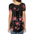 thumbnail image 2 of Women's Printed Round Neck Ruched Casual Short Sleeve Shirt, 2 of 2