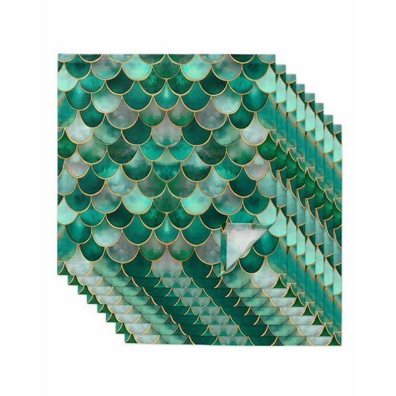 nqOlkjepod Turquoise Ombre Scale Cloth Napkins Set of 8 Reusable Dinner Napkins, Abstract Art Ocean Coastal Cocktail Napkin Washable Table Napkins for Wedding/Holiday Party/Baby Shower 20"x20"