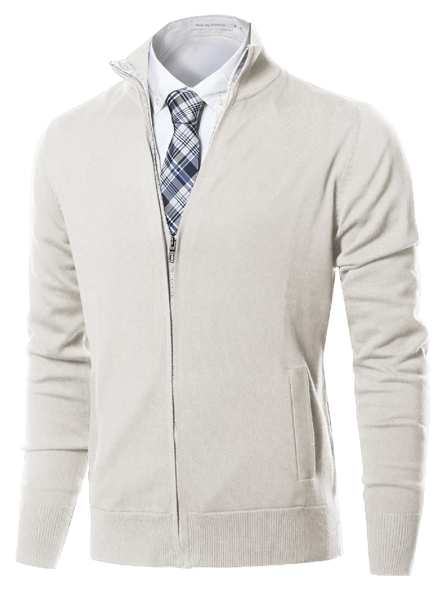 FashionOutfit Men's Classic Full Zip Up Mock Neck Basic Sweater ...