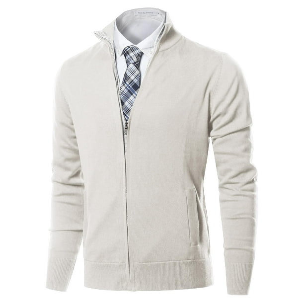 FashionOutfit FashionOutfit Men's Classic Full Zip Up Mock Neck Basic