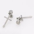 thumbnail image 3 of Opolski 1Pc Earrings Dumbbell Cross Design Exquisite Titanium Steel Ear Studs Jewelry Gift for Decor, 3 of 8