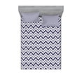thumbnail image 2 of Ambesonne Modern Fitted Sheet & Pillow Sham Set, Zig Zag Striped Pattern, Twinxl, Navy Blue White, 2 of 3