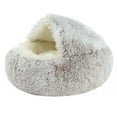 thumbnail image 5 of Soft Plush Round Pet Bed Anti-Slip Bottom Bed Autumn Winter Indoor Warming Bed for Small Medium Dog/Cat 50X50CM GRAY LONG PLUSH, 5 of 8