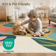 thumbnail image 4 of ODIKA 4'x6' Teal Coral Tropical Bliss Decorative Washable Area Rug Vibrant Botanical Patterns with Sunflower Motifs Pet Friendly, Non-Shedding for Bedroom, Reading Nook, 4 of 7