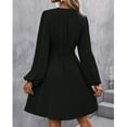 thumbnail image 2 of jinghuiyue Women Long Sleeve Dresses Casual V Neck A-line Midi Dress with Elastic High Waist L, 2 of 6