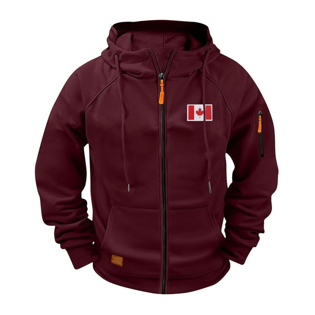 Dvprdro Jackets for Men Cargo Solid Color Multiple Pockets Sports Ditness Training Raglan Long Sleeved Hooded Casual Jacket