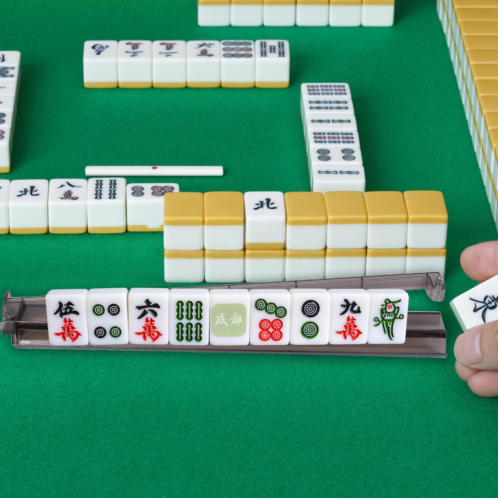 Naierhg Mahjong Rack Pusher Clear Acrylic Heavy Duty Portable Multifunctional American Mah Jongg Tile Holder Push Ruler Mahjong Accessories