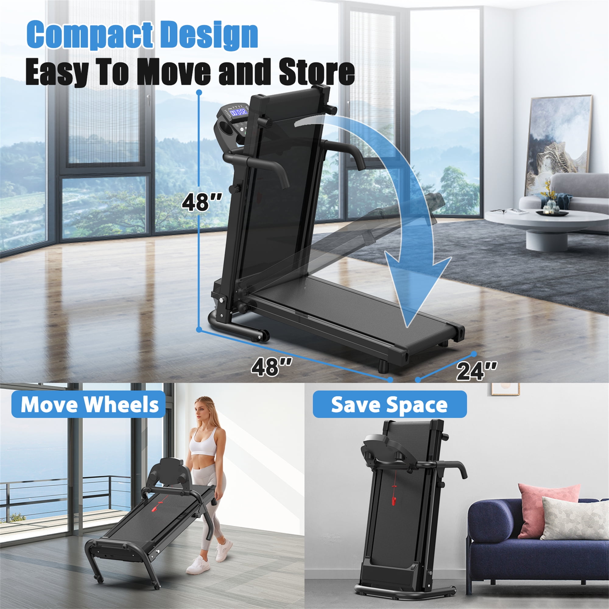 Aukfa Q30-5 Electric Treadmill with Incline 300 lb Capacity 7.5 mph Max Speed for Home Office