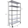 thumbnail image 2 of 6 Tiers Shelving Unit, Metal Adjustable Storage Rack With Wheels, Storage Organizer With Shelf Liners, Wire Shelving Unit For Home Garage Basement Shed Laundry Room, 2 of 6