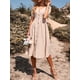 thumbnail image 3 of Vestido de fiesta vintage para mujer Botones con cuello en V Cintura alta A-Line Vestido de playa Romacci Vestido, 3 of 7