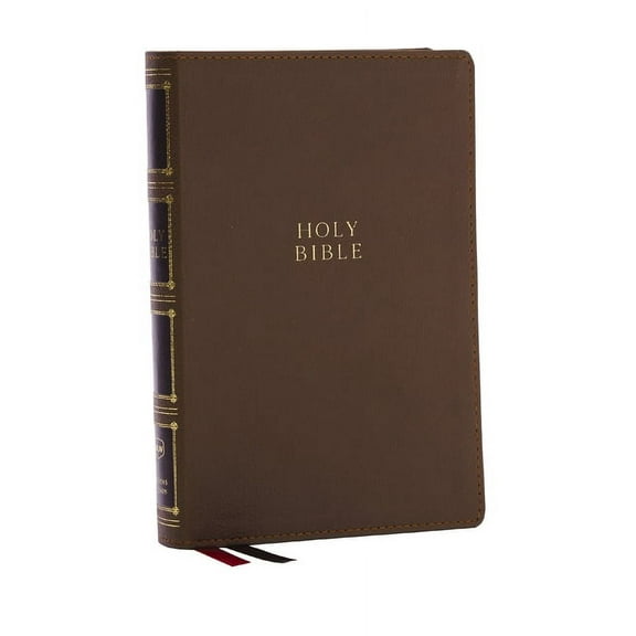 Nkjv, Compact Center-Column Reference Bible, Brown Leathersoft, Red Letter, Comfort Print, (Hardcover)