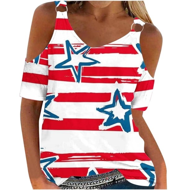 Fiudx Ropa de Mujer Blusas de Cuello Redondo de Manga Corta con Estampado Informal a La Moda para Mujer
