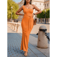 thumbnail image 4 of Women’s Sexy Slim One Shoulder Neck Long Dress Sleeveless Summer Cocktail Maxi Dresses for Women Orange M, 4 of 5