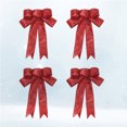 thumbnail image 2 of Set of 4 Christmas Bowknot Ribbons 23cm - Festive Holiday Decor for Tree Ornaments, Wrapping, and Seasonal Decorations, 2 of 7