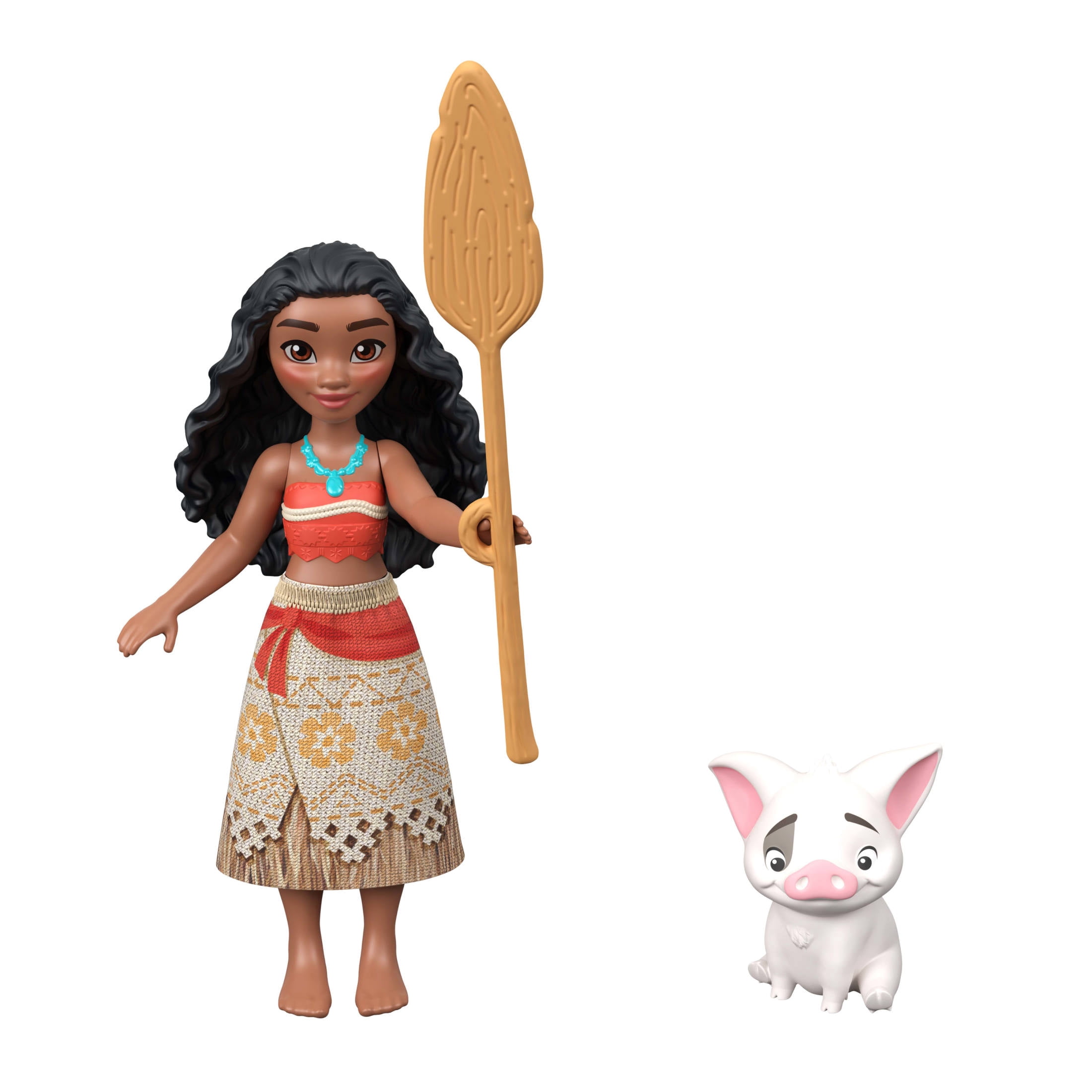 Disney Moana Character Set with 3 Small Dolls, 2 Animal Friends & 2 Accessories, Inspired by Movie