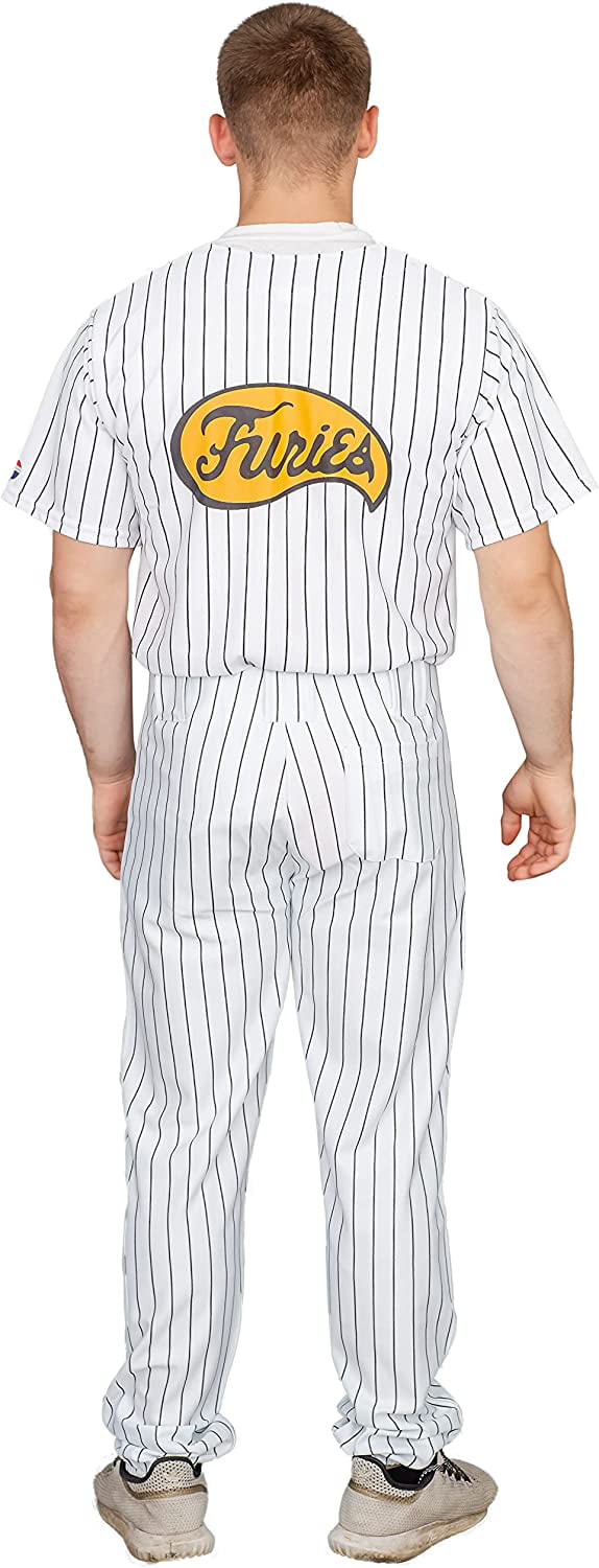  The Warriors Furies Pinstriped Baseball Jersey (Mens Large)  White : Clothing, Shoes & Jewelry