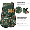 thumbnail image 2 of Yayeee Double Oven Mitt Kitchen Heat Resistant Baking 35" x7" Quilted Glove, Yellow Christmas Gingerbread, 2 of 6