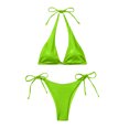 thumbnail image 4 of Efsteb Bikini Sets for Women High Waisted Halter k Bathing Suit Beach Summer Two Piece Swimsuits High Waist Bikini Solid Color Swimwear (Green,M), 4 of 7