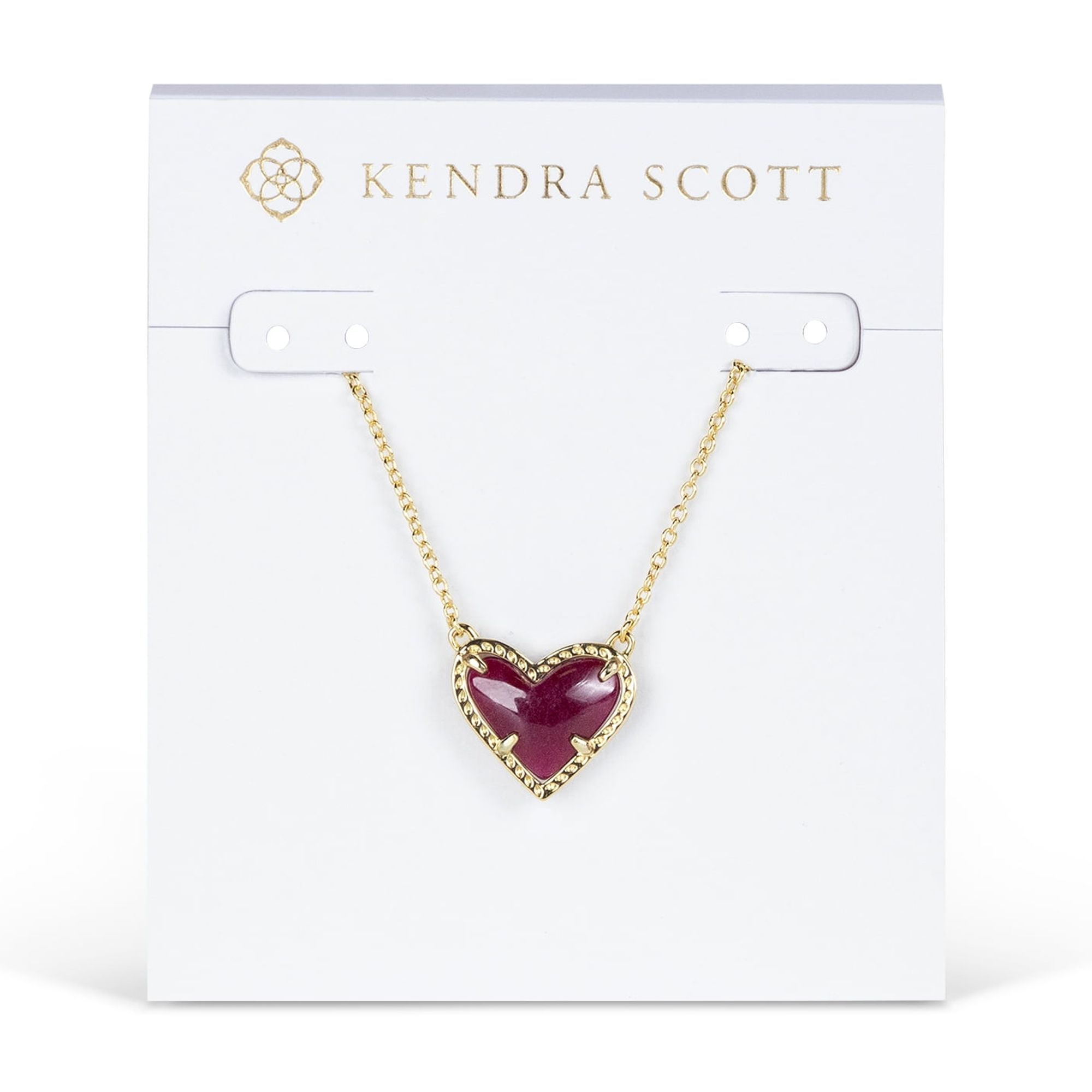 Kendra Scott Women's Ari Heart Gold Pendant Necklace in Maroon Jade 9608801343
