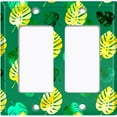 thumbnail image 6 of Metal Light Switch Plate Cover Tropical Jungle Palm Leaves Yellow Green JGL005, 6 of 13