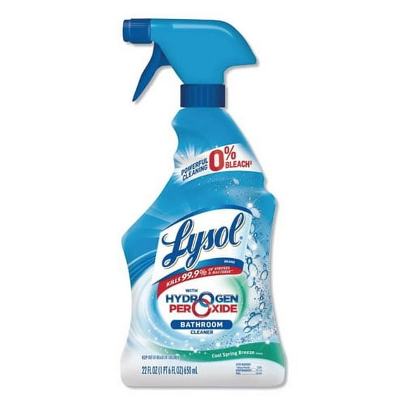 Lysol® with Hydrogen Peroxide Bathroom Cleaner - Cool Spring Breeze - 22 oz. - Liquid - 22 fl oz (0.7 quart) - Cool Spring Breeze Scent - 1 Each - Blue, White | Bundle of 2 Each