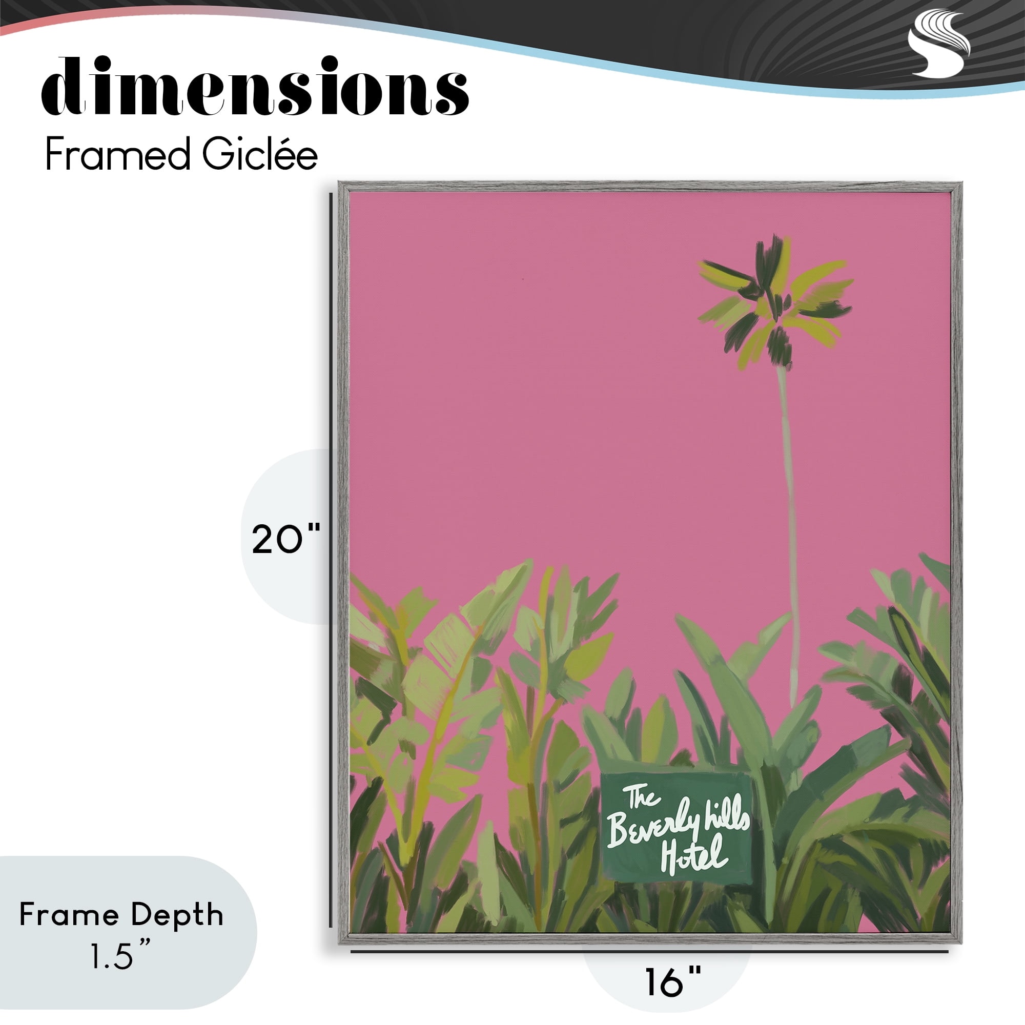 Stupell Industries Beverly Hills Pink & Green Gray Framed Giclee Art, design by Amelia Noyes