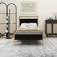 thumbnail image 2 of NNV Metal Platform Twin Size Bed Frame with Wooden Headboard, Sturdy for Adults, Gold, 2 of 6