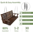 thumbnail image 3 of Fortune Candy 3-Seater Wooden Porch Swing with Hanging Chains, Heavy Duty 880 lbs, Deep Brown, 3 of 7