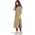 thumbnail image 4 of Rajnandini Women's Pure Cambric Cotton Kalamkari Floral Print Kurti (JOPLJPR69B-XL_Green_XL), 4 of 5