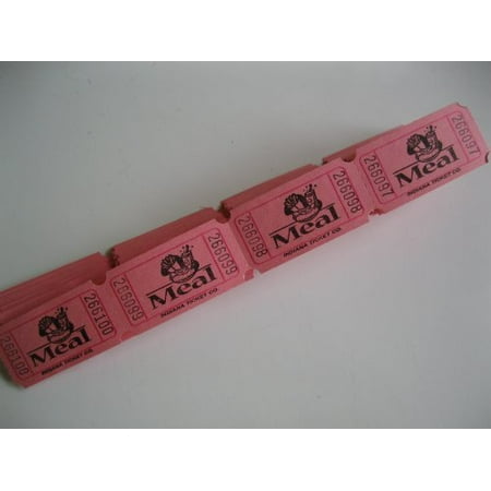 500 pink meal consecutively numbered raffle tickets 500 pink meal
