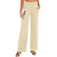thumbnail image 3 of DuoJiaJ Women's High Waisted Wide Leg Loose Casual Pants Sports Beach Vacation Comfortable Home Casual Pants Women's Wide Leg Pants Yellow XXL, 3 of 3