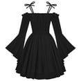 thumbnail image 3 of Guieoi Women's Tulle Patchwork Strapless Lace-Up Off-the-Shoulder Court-Style Gothic Medieval Dress Black XL, 3 of 6