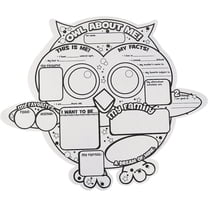 Fun Express Owl All About Me Posters, 30 Color Your Own Activities, Classroom, Daycare and Home Learning Supplies for Kids