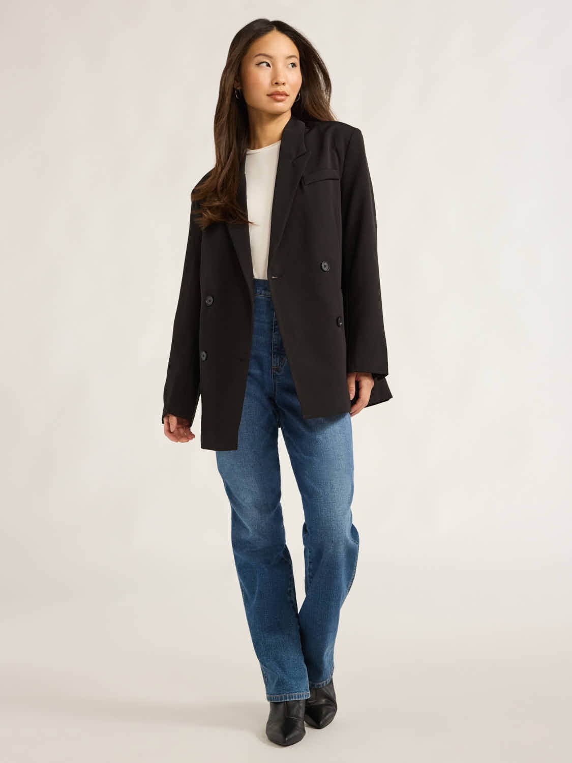 Scoop Women's and Women's Plus Crepe Slouchy Double Breasted Blazer, Sizes XS-4X