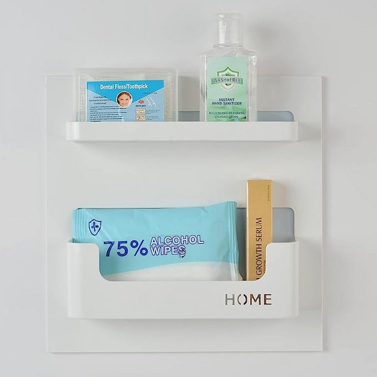 Horizontal Bedside Shelf Organizer, Wall Mounted Stick-on Adhesive