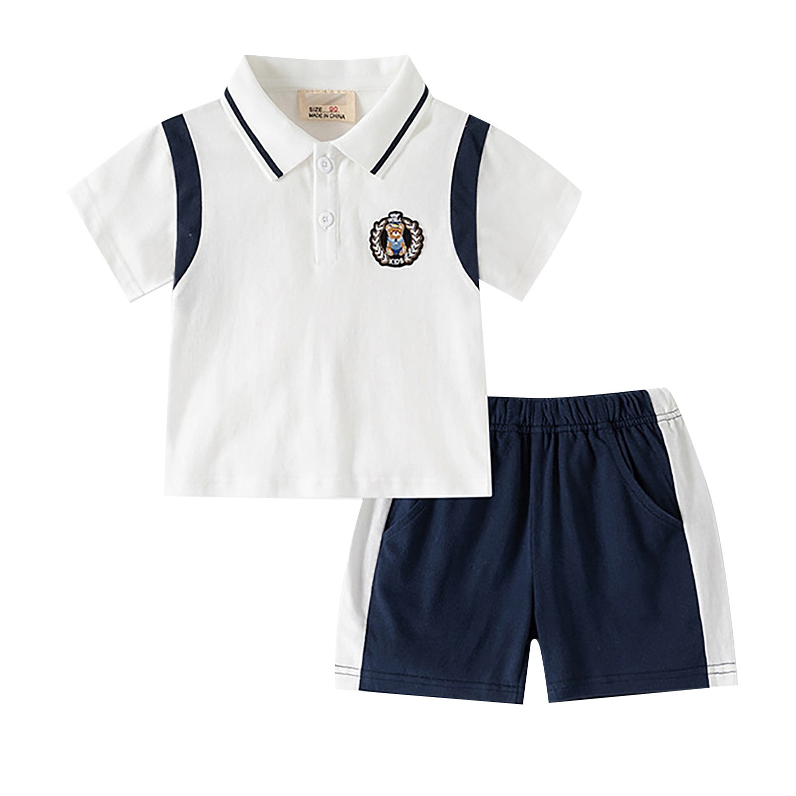 Hienoo Little Boys Summer Outfits Casual Short Sleeve Polo Shirt Shorts Set Sizes 5-6Y
