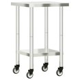 thumbnail image 5 of vidaXL Table de Cuisine avec Roulettes 55x55x85 cm Acier Inoxydable, 5 of 5