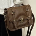 thumbnail image 3 of Fgnfyis School Backpack Student Autumn Winter Buckle Mailman College Style Commuting Briefcase Crossbody Kids Backpack Brown, 3 of 6