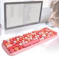 thumbnail image 4 of Clavier avec Touches Rondes Rétro, Clavier Sans Fil Bluetooth 5.1 Touches Clavier Sans Fil Performance Fiable, 4 of 9