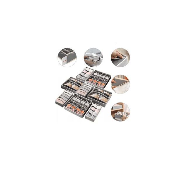 Organizadores de ropa cajas tamaño medio con 24 divisores pack x 8 Xtellar color gris