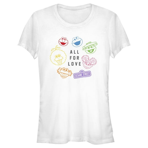 Junior's Sesame Street All for Love Characters Graphic T-Shirt