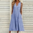 thumbnail image 1 of WILLBEST Vestidos de Verano para Mujer Vestido Informal A Rayas con Botones y Cuello En V, sin Mangas, con Bolsillos, Elegante, Largo, A La Moda, para Vacaciones Grande, 1 of 3