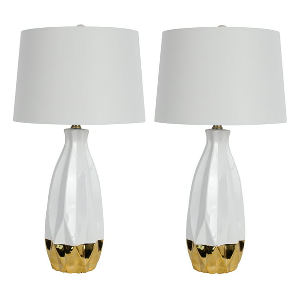 Decor Therapy White Gold Dipped Ceramic, White Ceramic Table Lamp Set Of 2