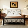 thumbnail image 2 of Amolife Black Queen Size Metal Platform Bed Frame with Circular Vintage Headboard & Footboard, 2 of 9