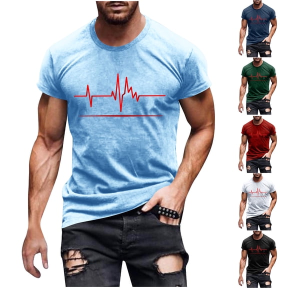 FRSASU Mens Hipster Hiphop Tees - Fashion Broken Line Graphic Print Cotton T-Shirts White