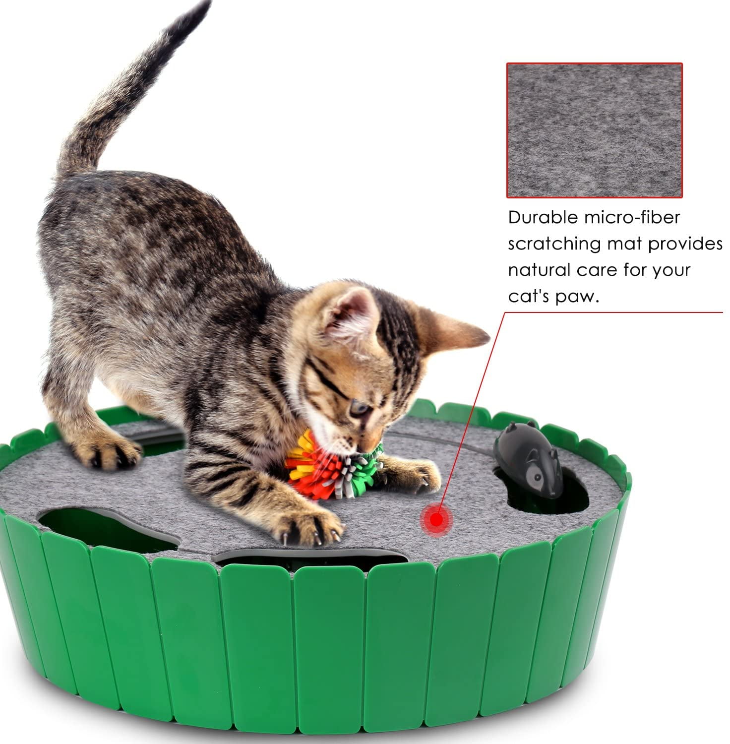 MyfatBOSS Cat Play Mat, Cat Activity Center with Hang Cat Toys Balls Mice,  Foldable Cat Interactive Mat