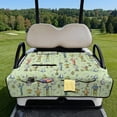 thumbnail image 2 of COEQINE Easy-Carry Golf Cart Seat Cover, Foldable Design with Handle for Storage, Universal Size Quilted Polyester, 4 Front Pockets, Machine Washable, Green Golf Pattern, 2 of 8