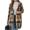 thumbnail image 6 of hoksml Women's Fall Coats Mid-Length Plaid Hooded Zip-Up Cardigan Jackets Relaxed Fit with Pockets, 6 of 6