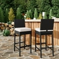thumbnail image 1 of BeesClover Rattan Bar Chair, Bar Stool with Cushions, Kitchen Barstool, Patio Wicker Chair Height Stool Set, Home Bar Seating for Indoor Outdoor, Backyard, 1 of 8